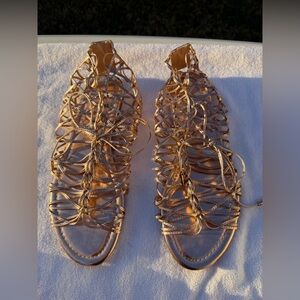 Fashion Nova Rose Gold Strappy Sandals